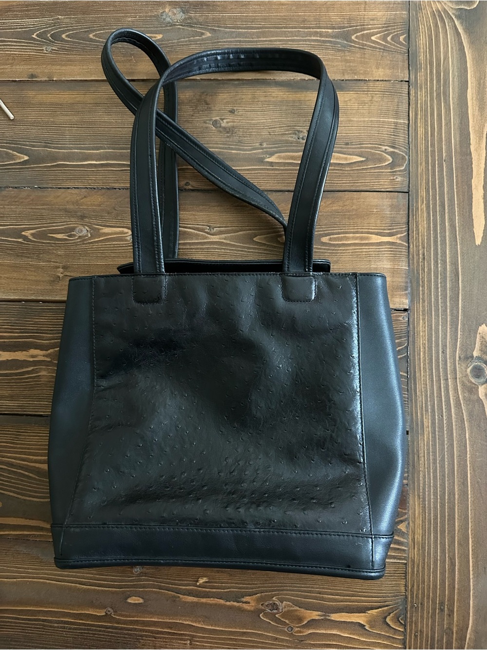 Giani Bernini Black Leather Tote with Dual Straps